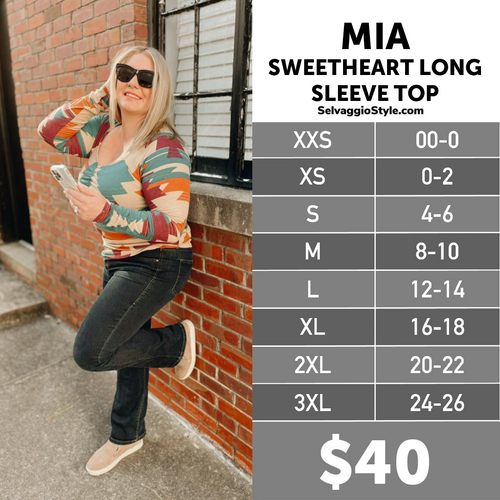 LuLaRoe Mia Size Chart