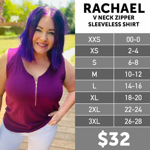 The LuLaRoe Rachael V-Neck Zipper Sleeveless Shirt