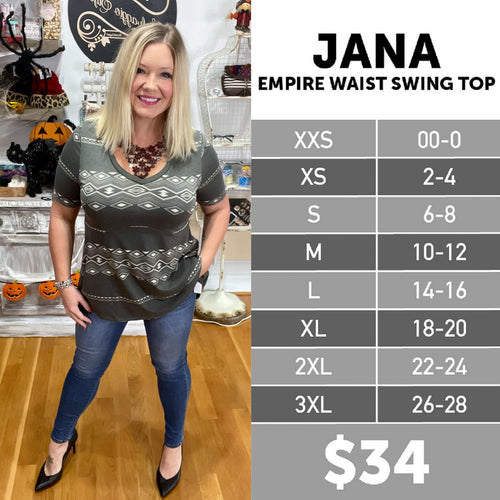 LuLaRoe Jana Empire Waist Swing Top