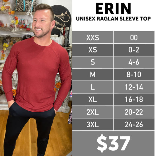 LuLaRoe Erin Unisex Raglan Sleeve Top