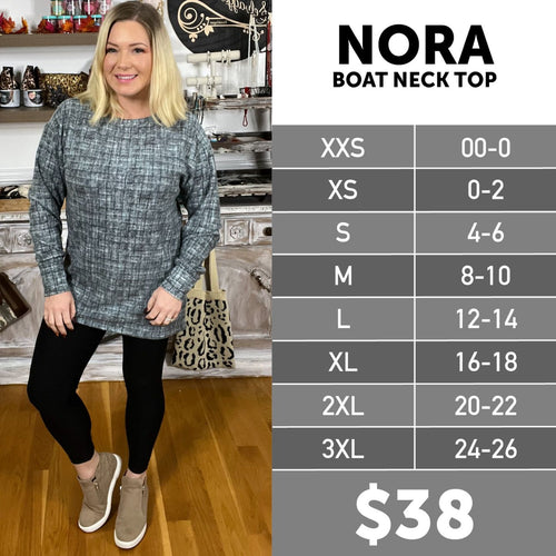The LuLaRoe Nora Boat Neck Top