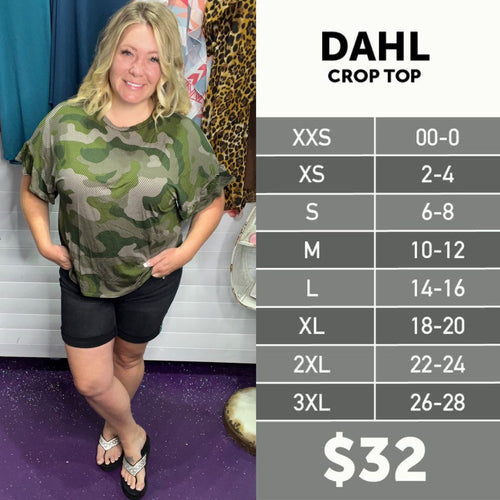 LuLaRoe Dahl Size Chart