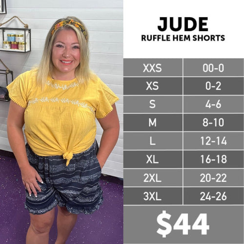 LuLaroe Bohemian Jude Size Chart