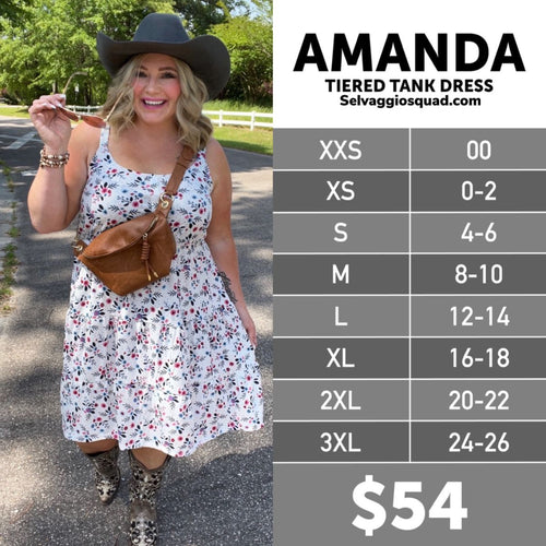 LuLaRoe Americana Amanda Size Chart