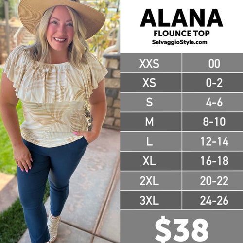 LuLaRoe Alana Size Chart