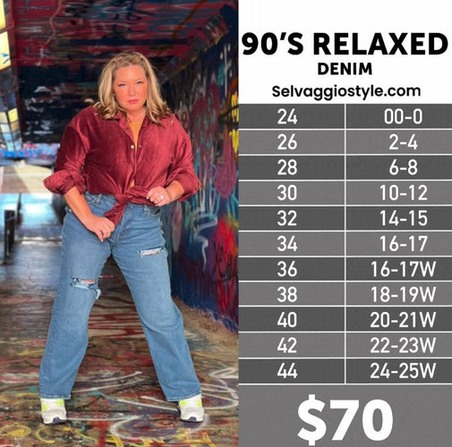 LuLaRoe 90's Relaxed Denim Size Chart