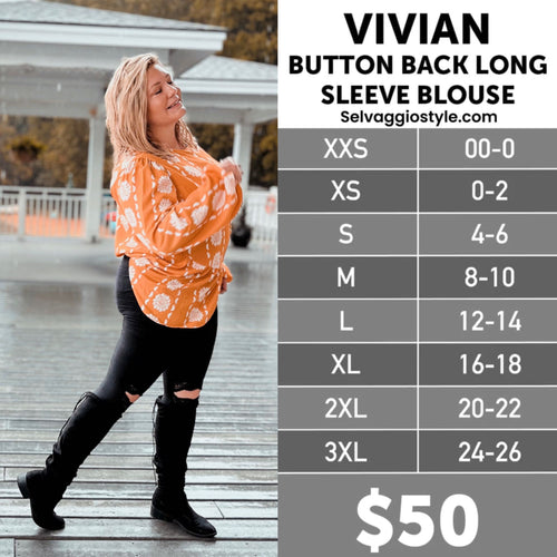 LuLaRoe Vivian Button Back Long Sleeve Blouse Selvaggio Style
