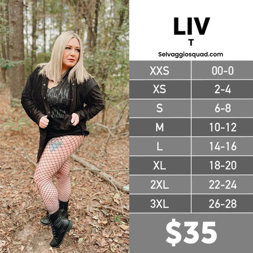 LuLaRoe Liv Size Chart