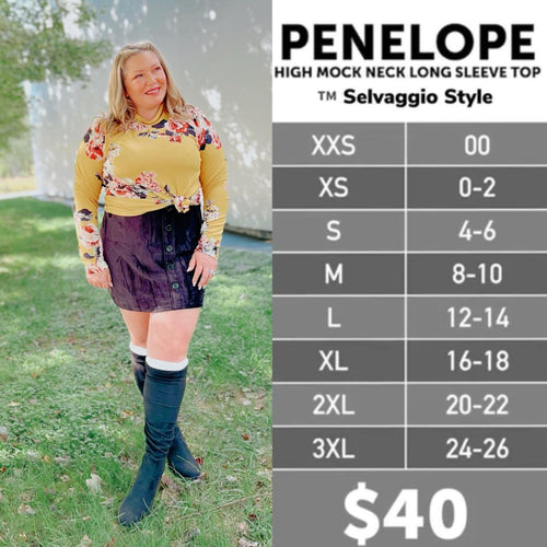 LuLaRoe Penelope Size Chart