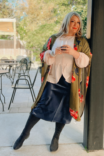 Autumn Satin Midi Skirt