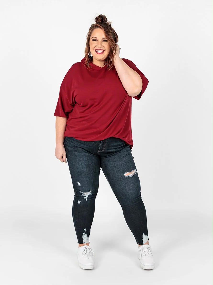 Frankie Hoodie - Oversized Short-Sleeve Hoodie (S-3XL)