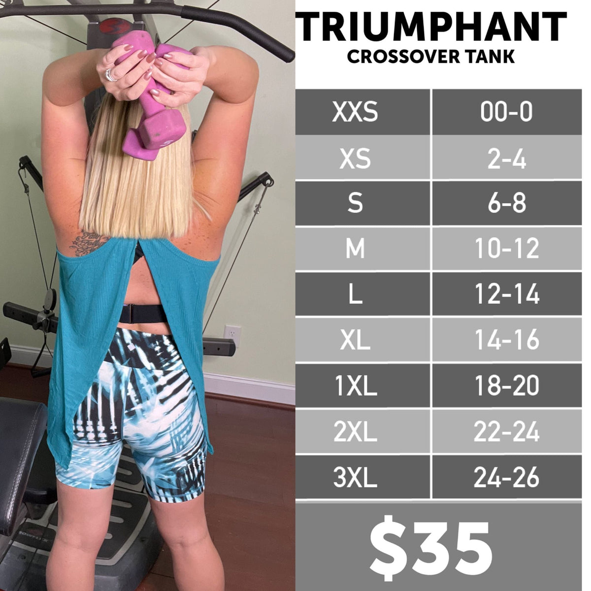 LuLaRoe Rise Triumphant Crossover Tank - 2-Way Athletic Top (Sizes S-M)