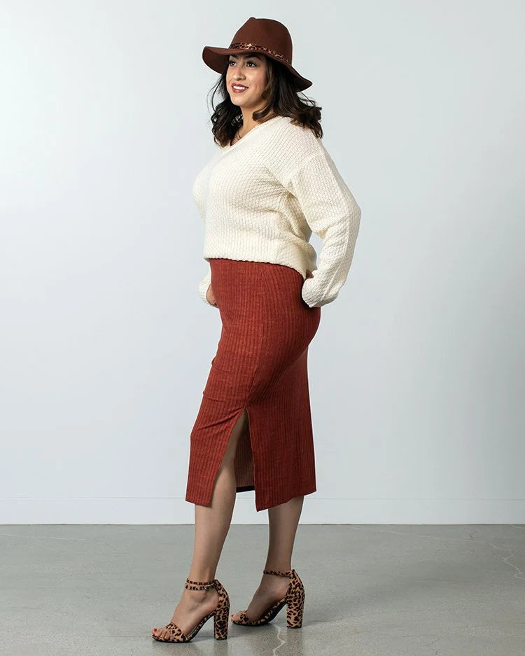 LuLaRoe Violet Midi Skirt - Side Slit Non-Roll Waistband (Sizes XS-3XL)