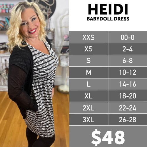 LuLaRoe Heidi Size Chart