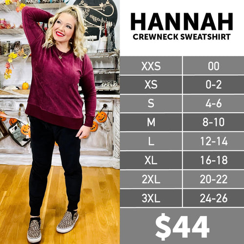LuLaRoe Hannah Crewneck Sweatshirt Selvaggio Style