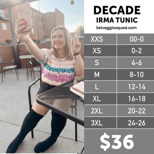LuLaRoe Irma Size Chart