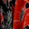Black Red Large Floral