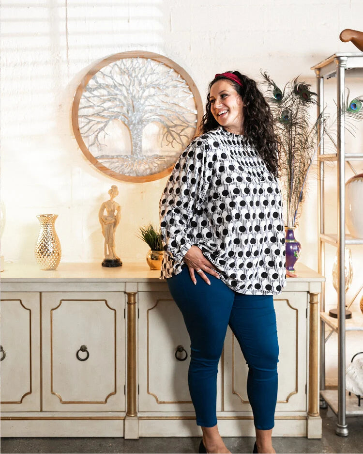 LuLaRoe Clara Smock Blouse - Ruffle Collar Puff Sleeve (Sizes M-3XL)