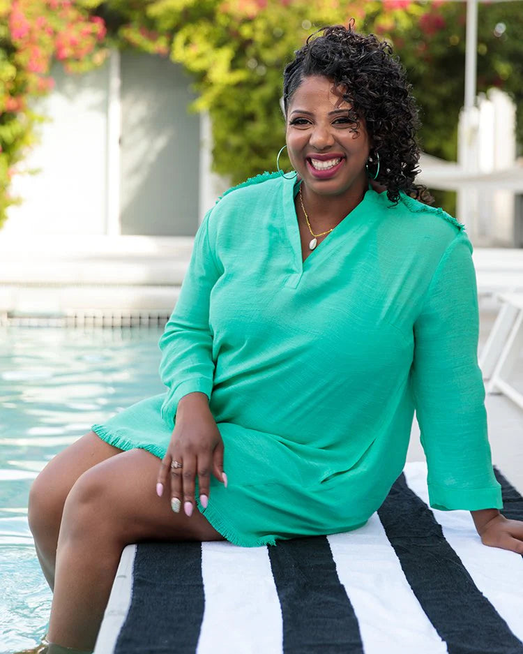 LuLaRoe Resort Coastal Top - Fringe Trim V-Neck (Sizes XS-2XL)