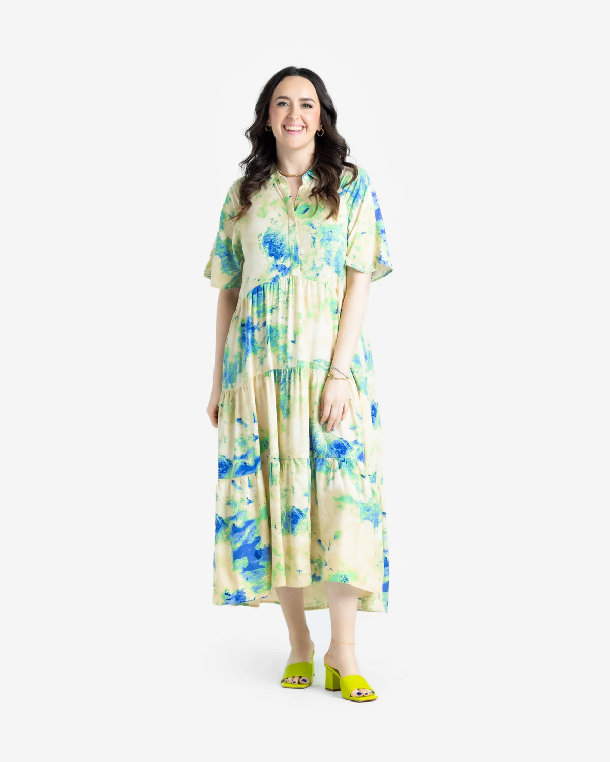 LuLaRoe Helene Tiered Midi Dress - Vintage Collared Style (Sizes M-3XL)