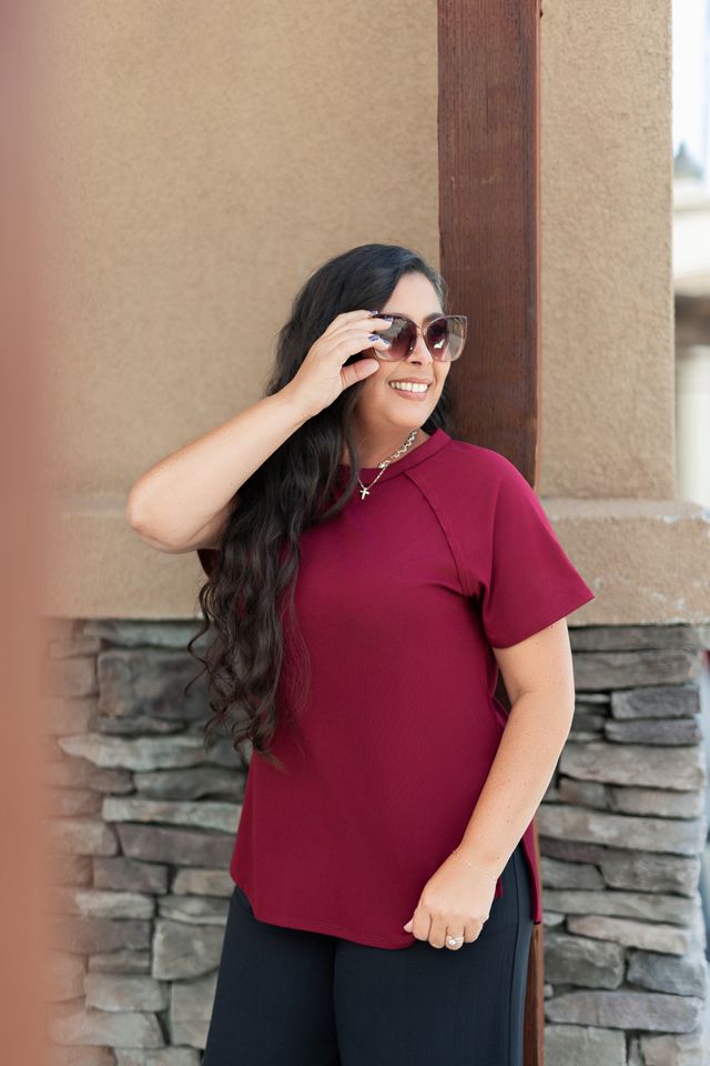 LuLaRoe Melanie Raglan Top - Raw Edge High-Low Hem (Sizes XXS-3XL)