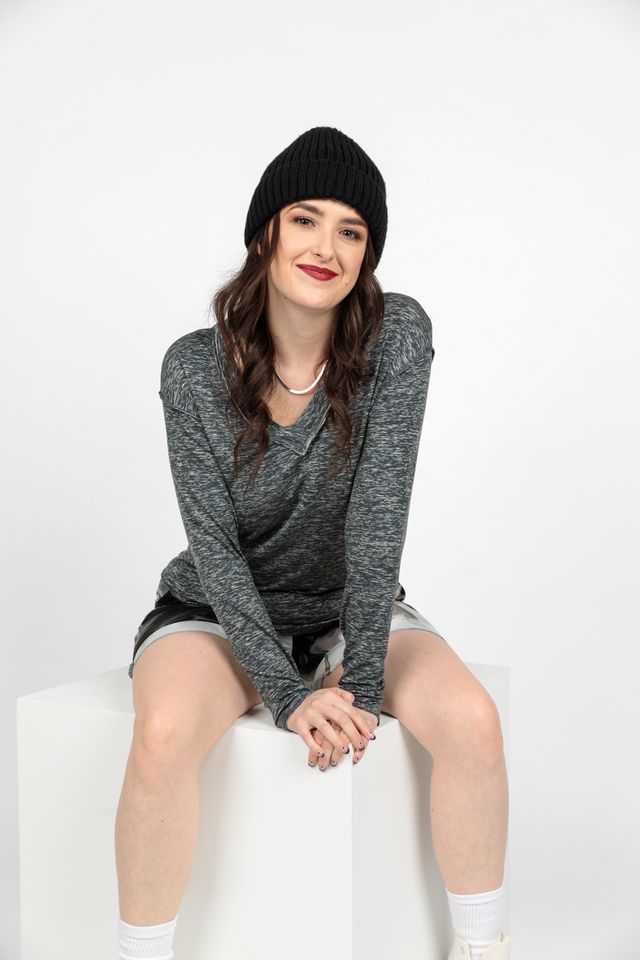 LuLaRoe Vicki Raw Edge V-Neck Top - Elongated Sleeve (Sizes S-3XL)